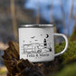 Emaille Camping Tasse Wohnwagen am Meer
