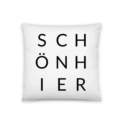 Dekokissen „SCHÖN HIER“ – Modernes Baumwollkissen mit Aufdruck