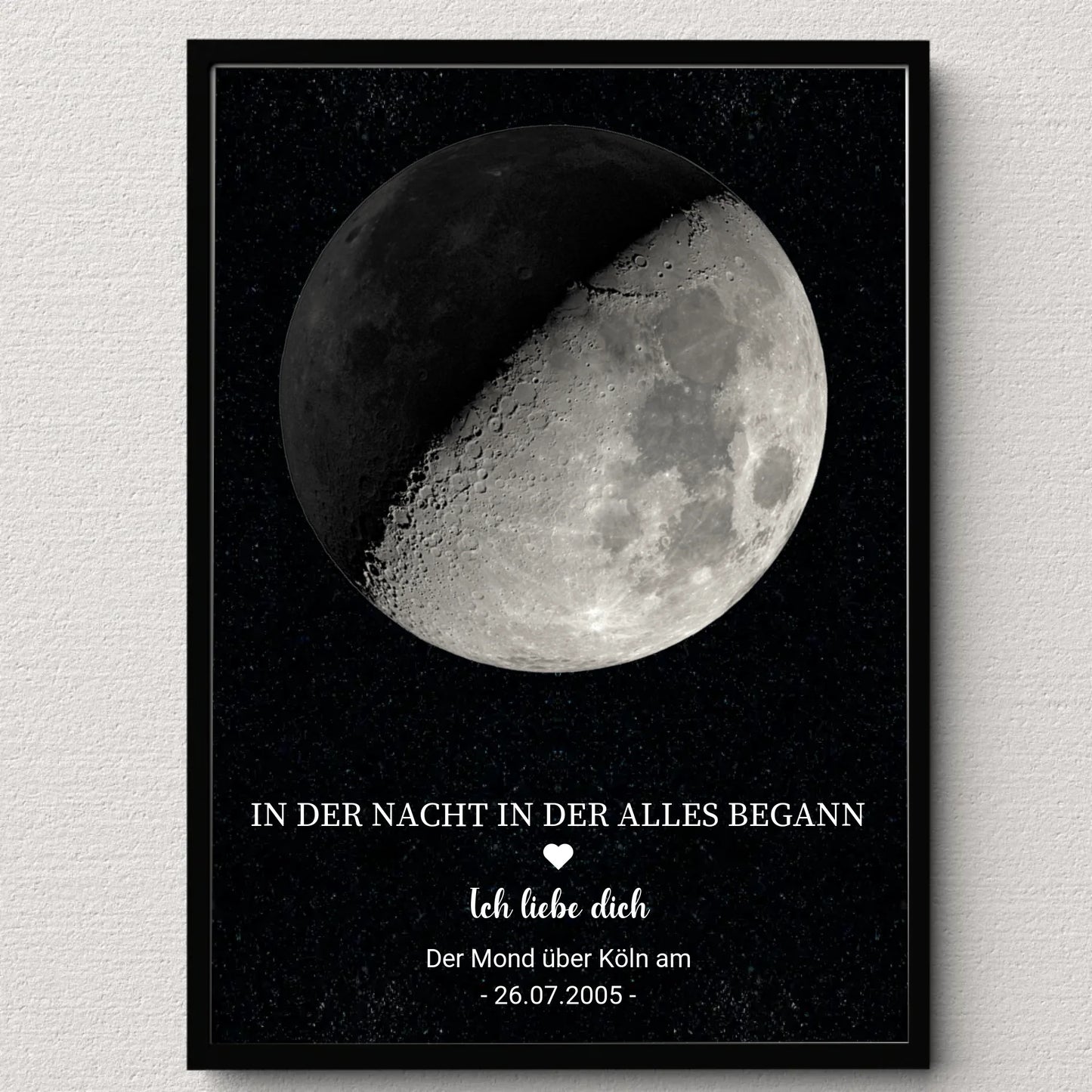 Personalisiertes Mondphasen-Poster – Der Mond in der Nacht, in der alles begann