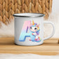 Kratzfeste Emaille Kindertasse mit Henkel – bruchsicherer Kinderbecher mit Namen und nachhaltiger Emaille-Beschichtung