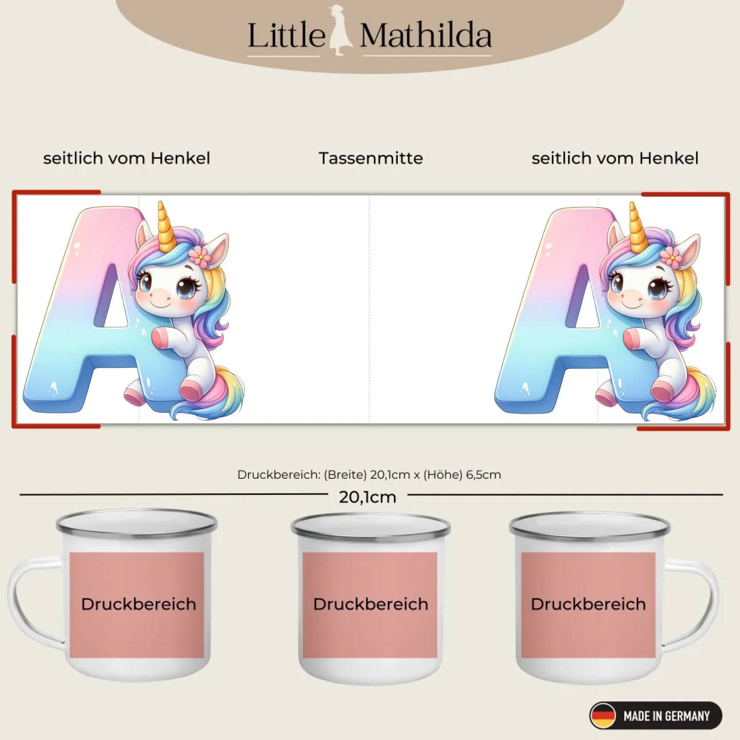 Kindertasse Weihnachten – liebevoll personalisierte Emaille Tasse mit Namen und winterlichem Design von Little Mathilda