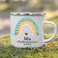 Personalisierte Emaille-Tasse zur Erstkommunion mit Regenbogen