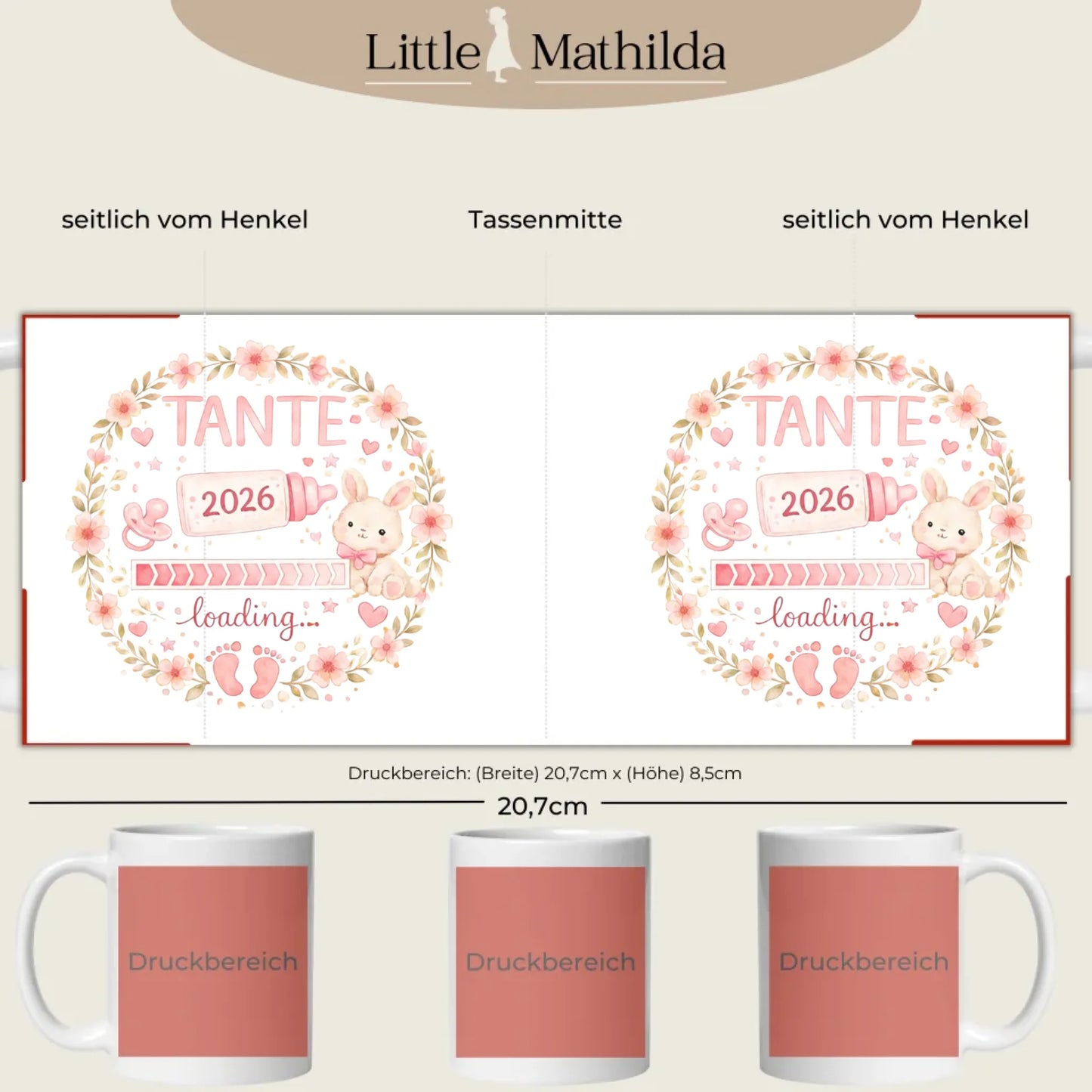 Personalisierte Keramik Tasse Druckbereich 360 Grad