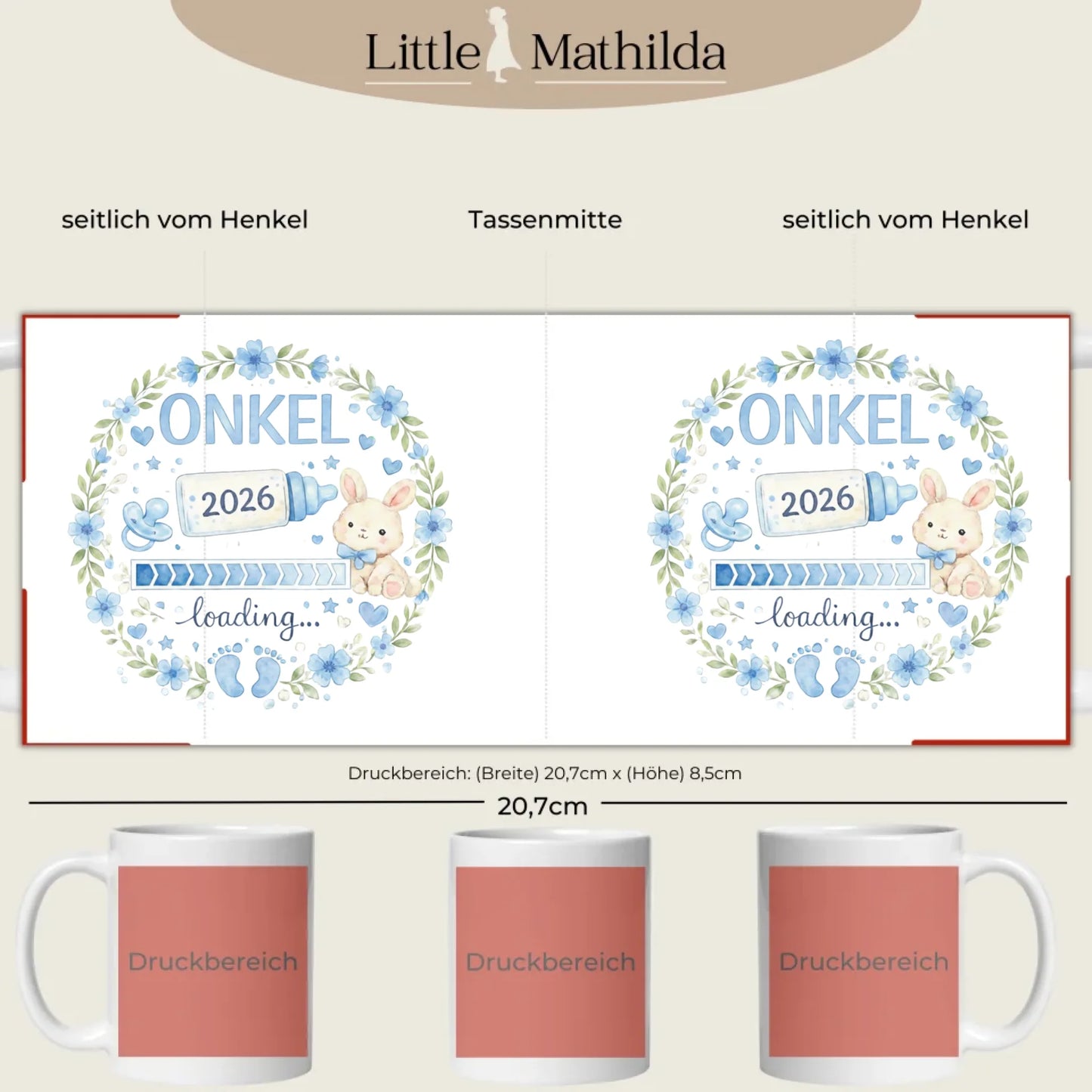 Personalisierte Keramik Tasse Druckbereich 360 Grad