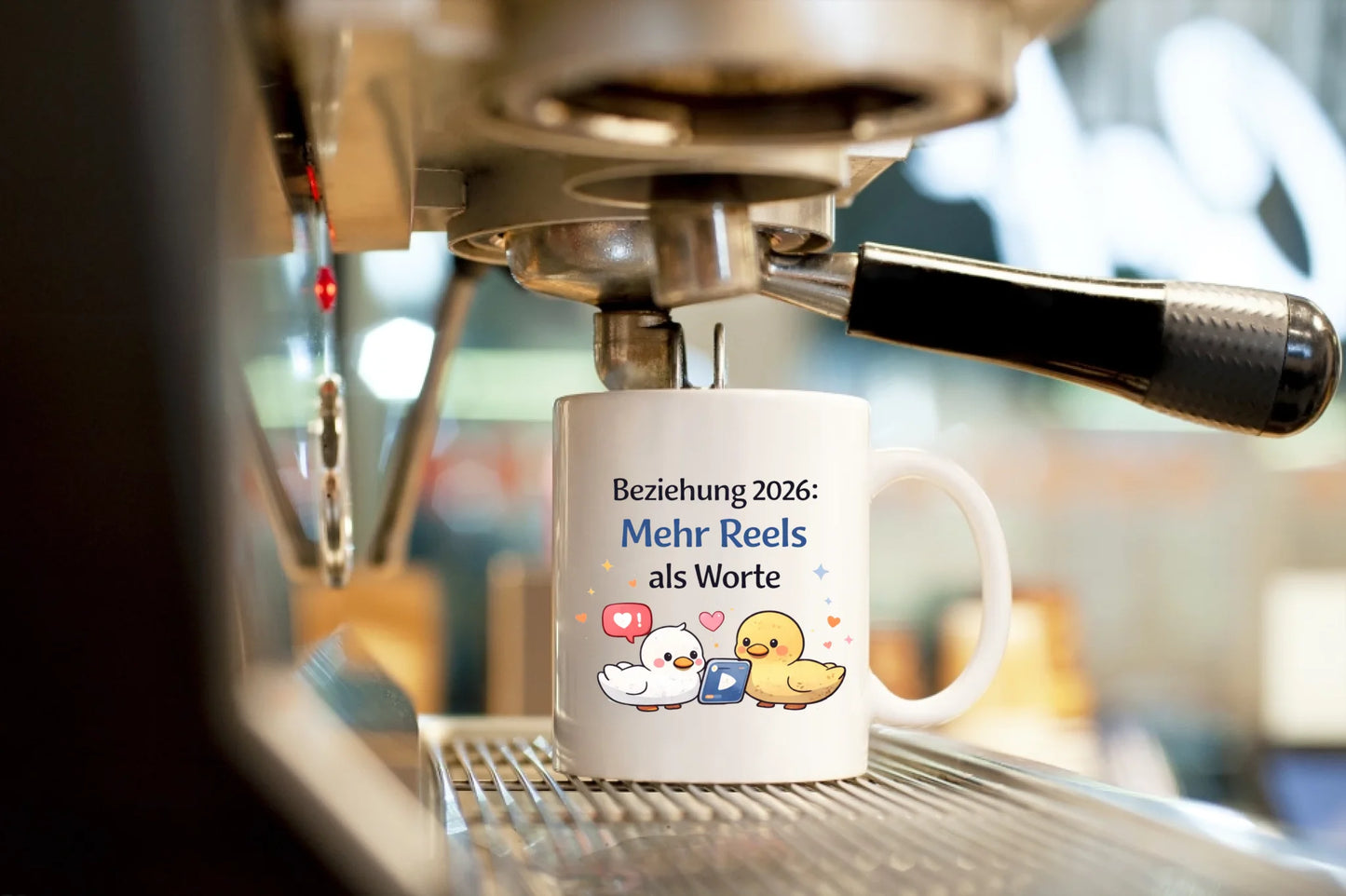 Kaffeetasse Tasse mit Spruch: Beziehungen 2026 Mehr Reels als Worte