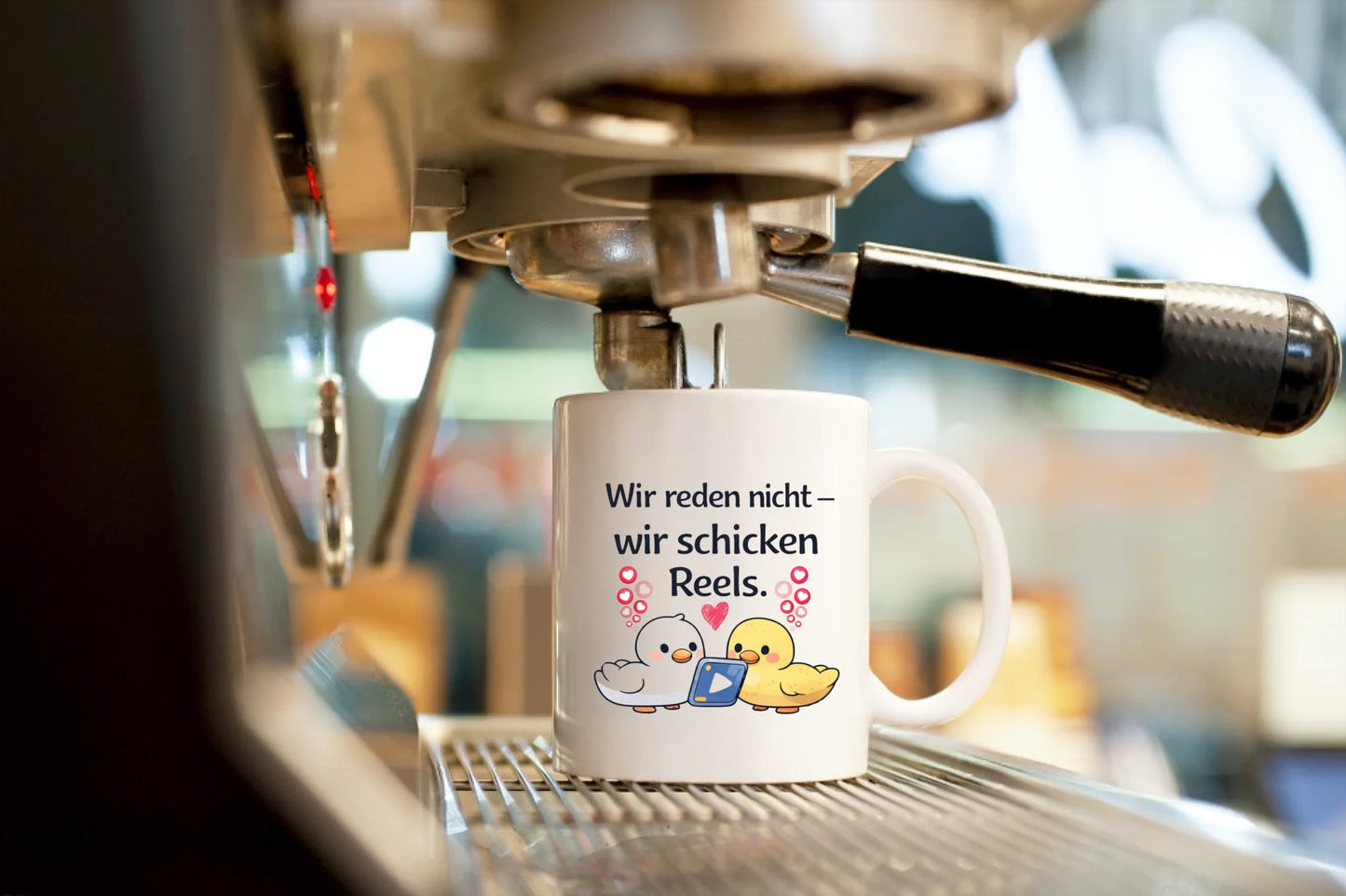 Kaffeetasse Tasse mit Spruch: Wir reden nicht, wir schicken Reels