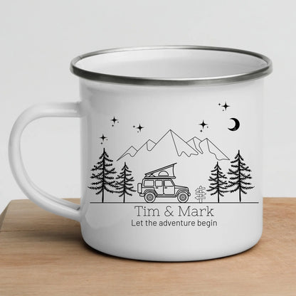 Emaille Camping Tasse Offroad mit Dachzelt