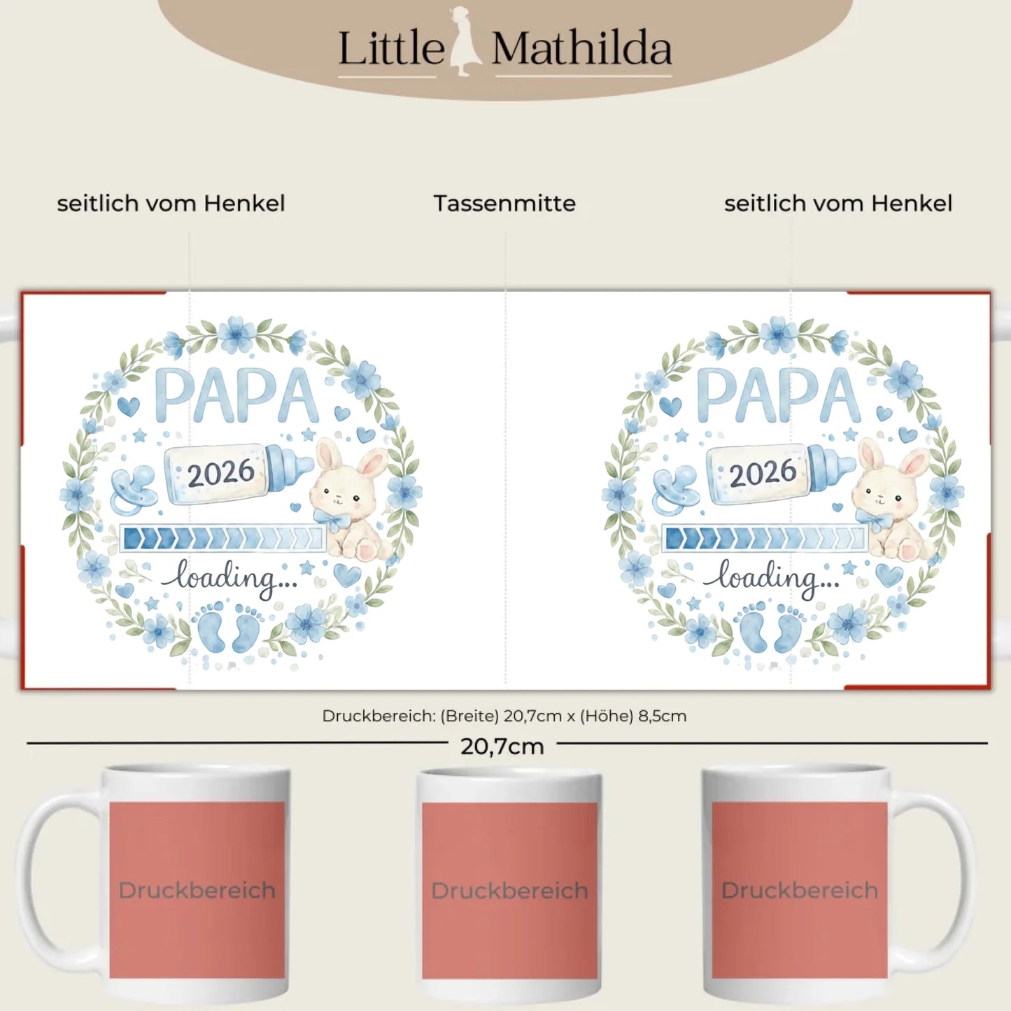 Personalisierte Keramik Tasse Druckbereich 360 Grad