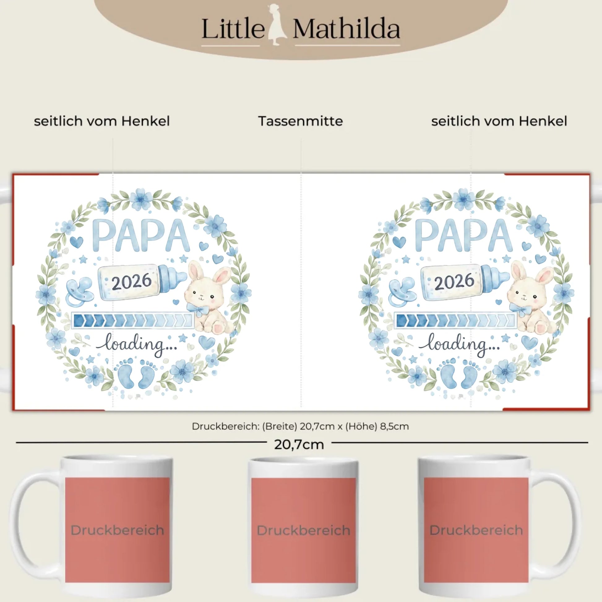 Personalisierte Keramik Tasse Druckbereich 360 Grad