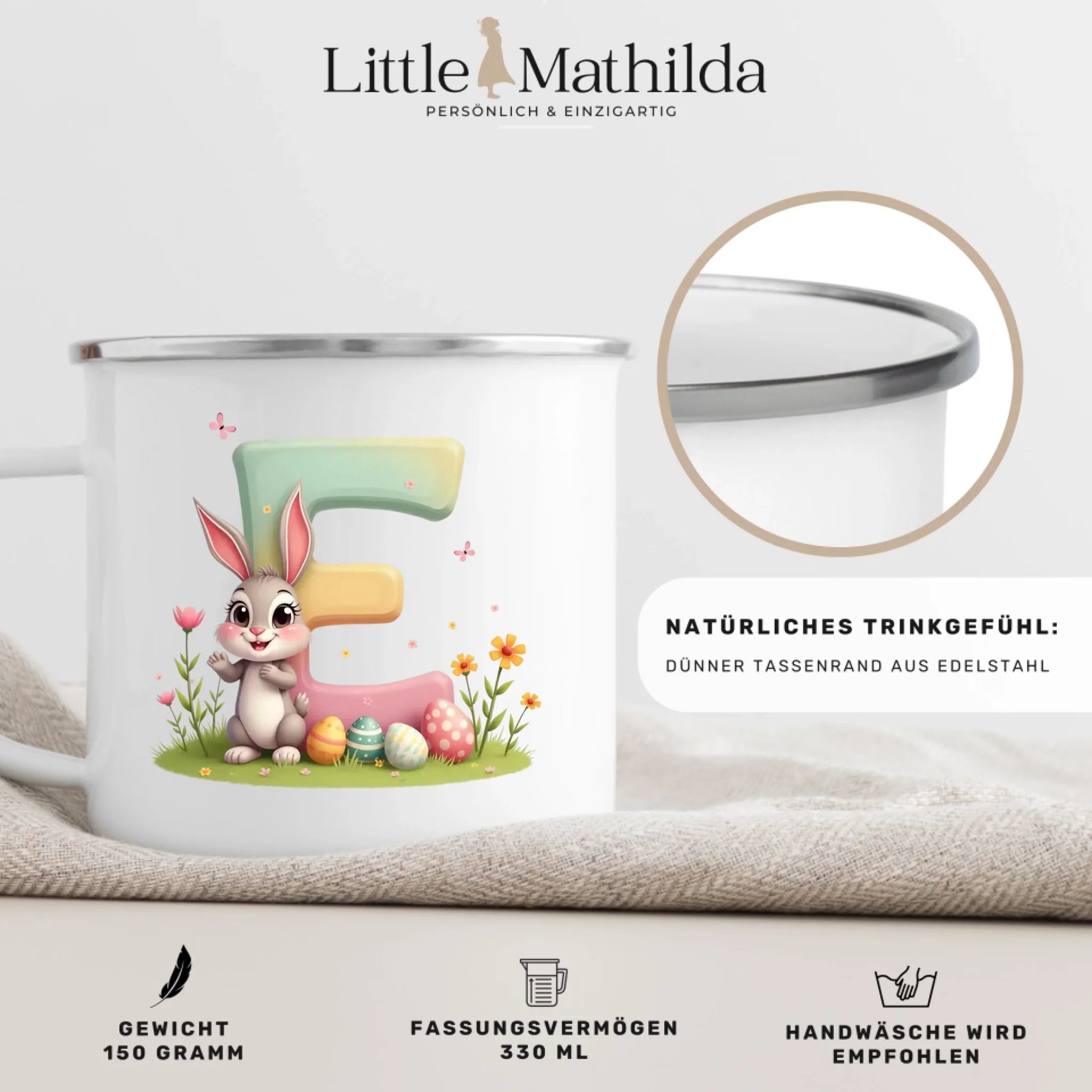 Individuell bedruckte Kindertasse mit Foto – personalisierte Emaille Tasse für Kinder von Little Mathilda