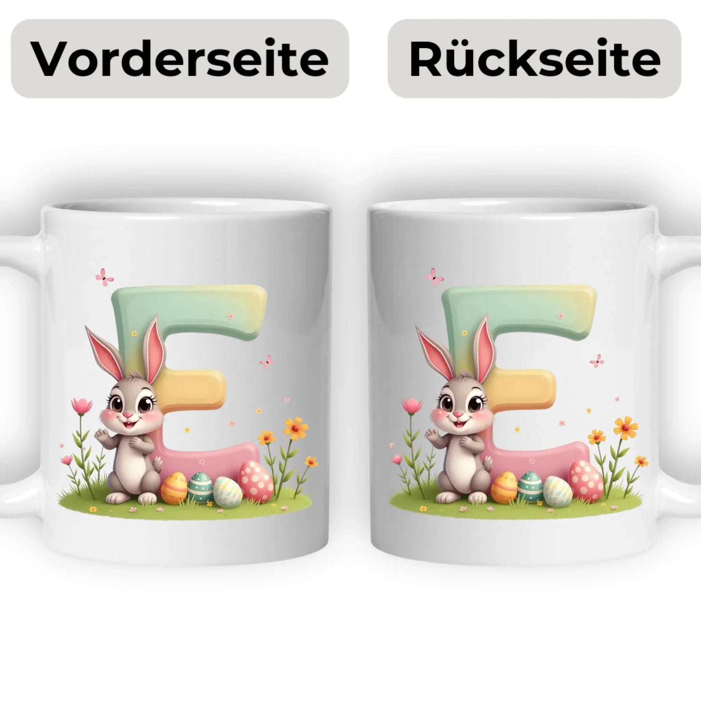 Personalisierte Oster Tasse für Kinder mit Wunschbuchstaben – Süßer Osterhase