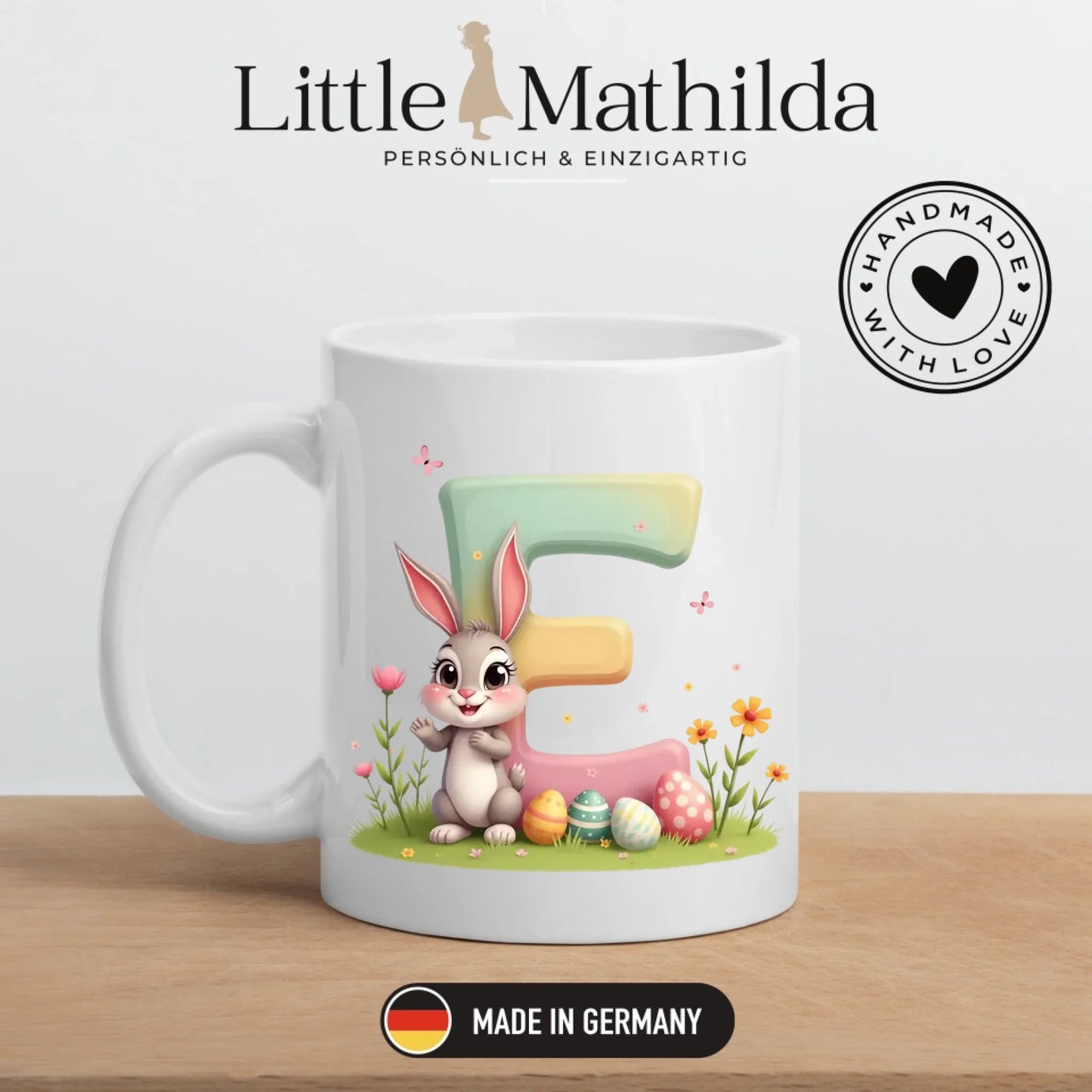 Personalisierte Oster Tasse für Kinder mit Wunschbuchstaben – Süßer Osterhase