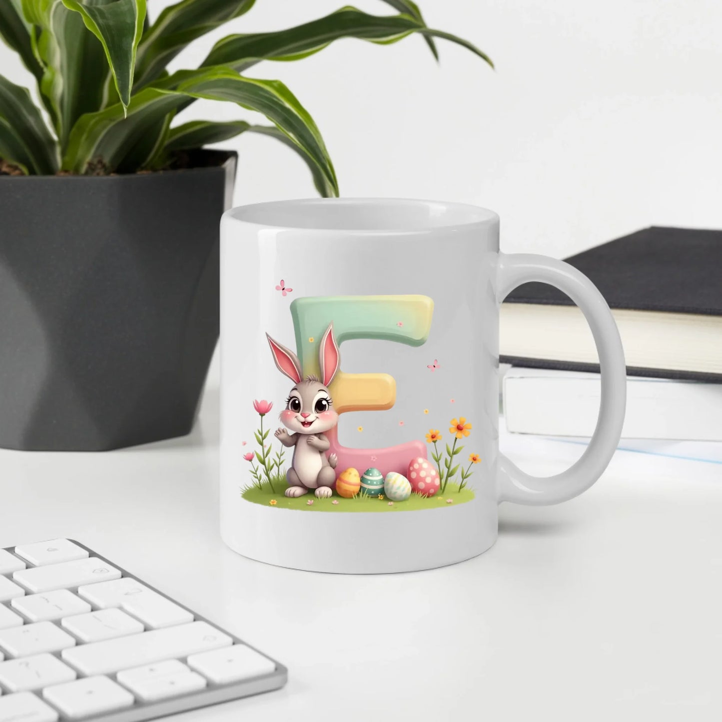 Personalisierte Oster Tasse für Kinder mit Wunschbuchstaben – Süßer Osterhase