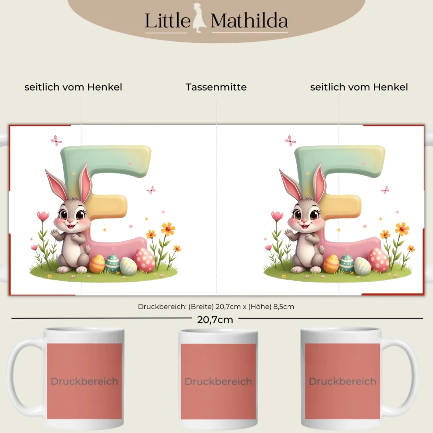 Personalisierte Keramik Tasse Druckbereich 360 Grad