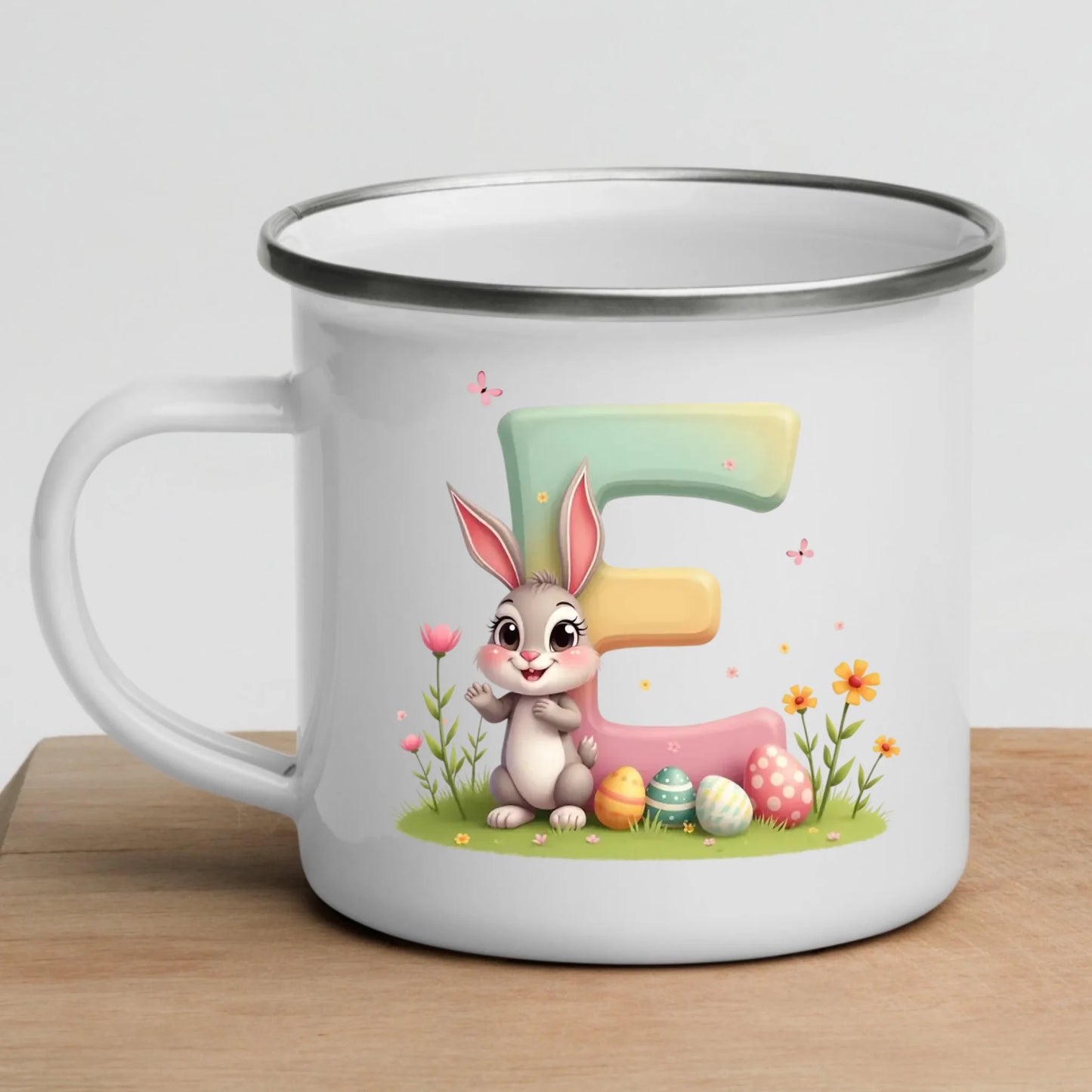 Personalisierte Emaille Kindertasse mit Namen von Little Mathilda – bruchsicherer Kinderbecher aus Emaille mit Henkel