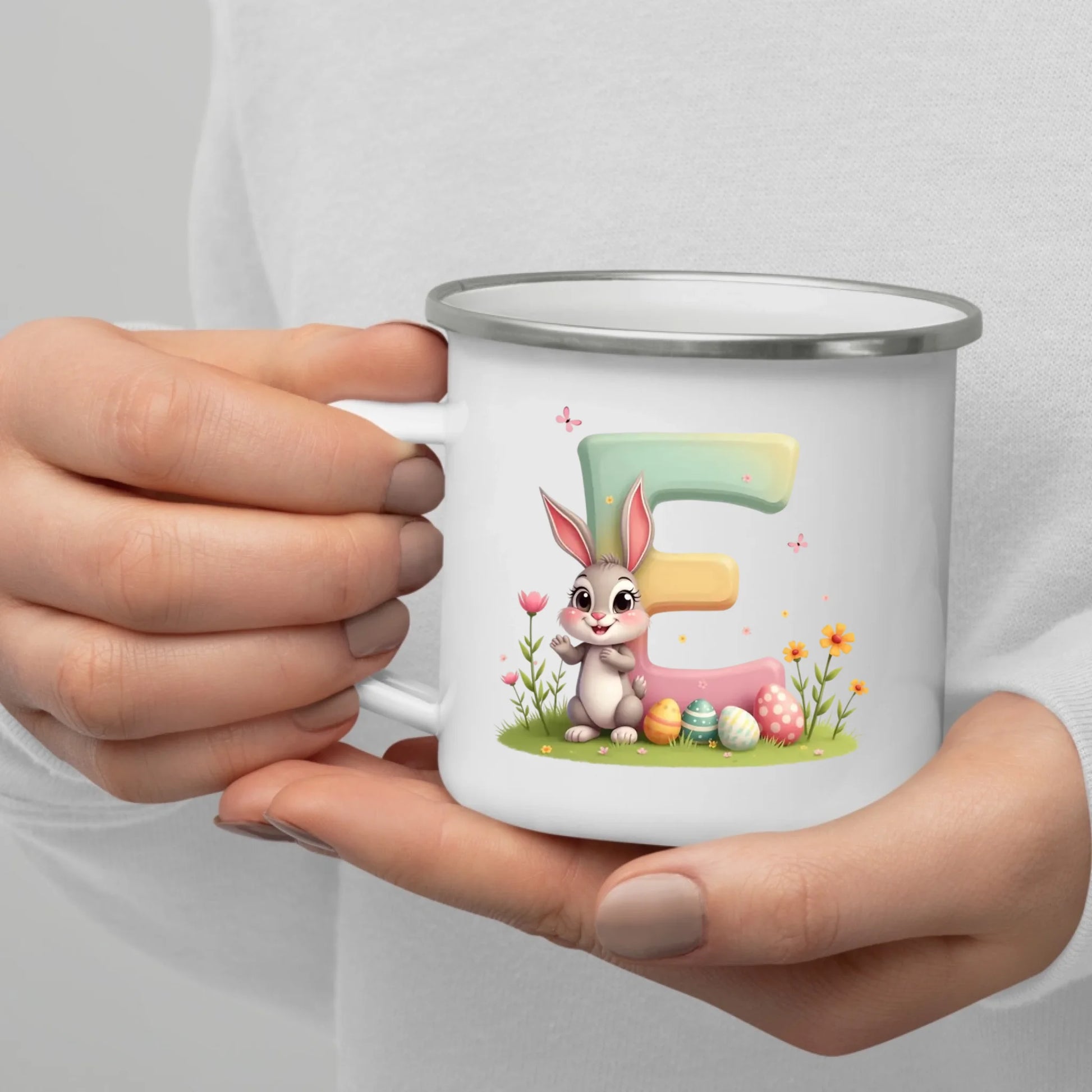 Emaille Kindertasse mit Henkel – bruchsicherer Kinderbecher mit Namen, ideal als Geschenk im Herbst