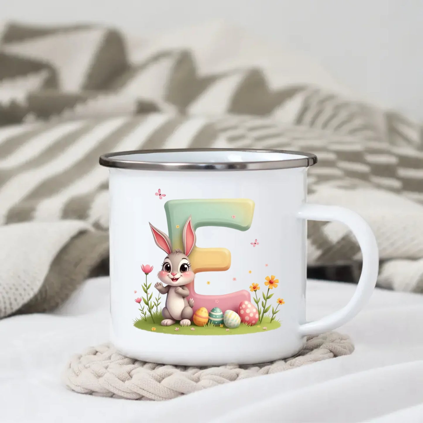 Personalisierte Oster Tasse für Kinder mit Wunschbuchstaben – Süßer Osterhase