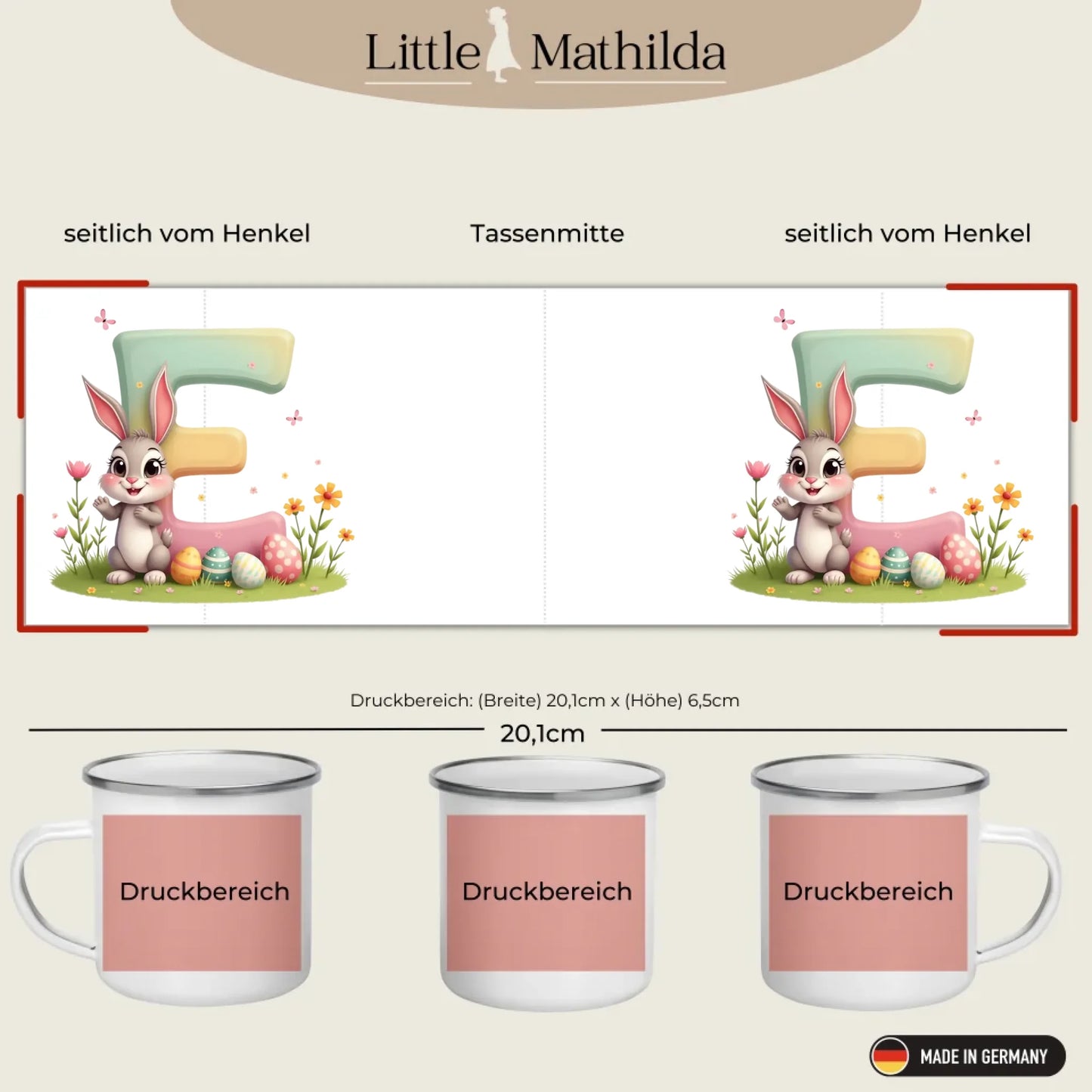 Kindertasse Weihnachten – liebevoll personalisierte Emaille Tasse mit Namen und winterlichem Design von Little Mathilda