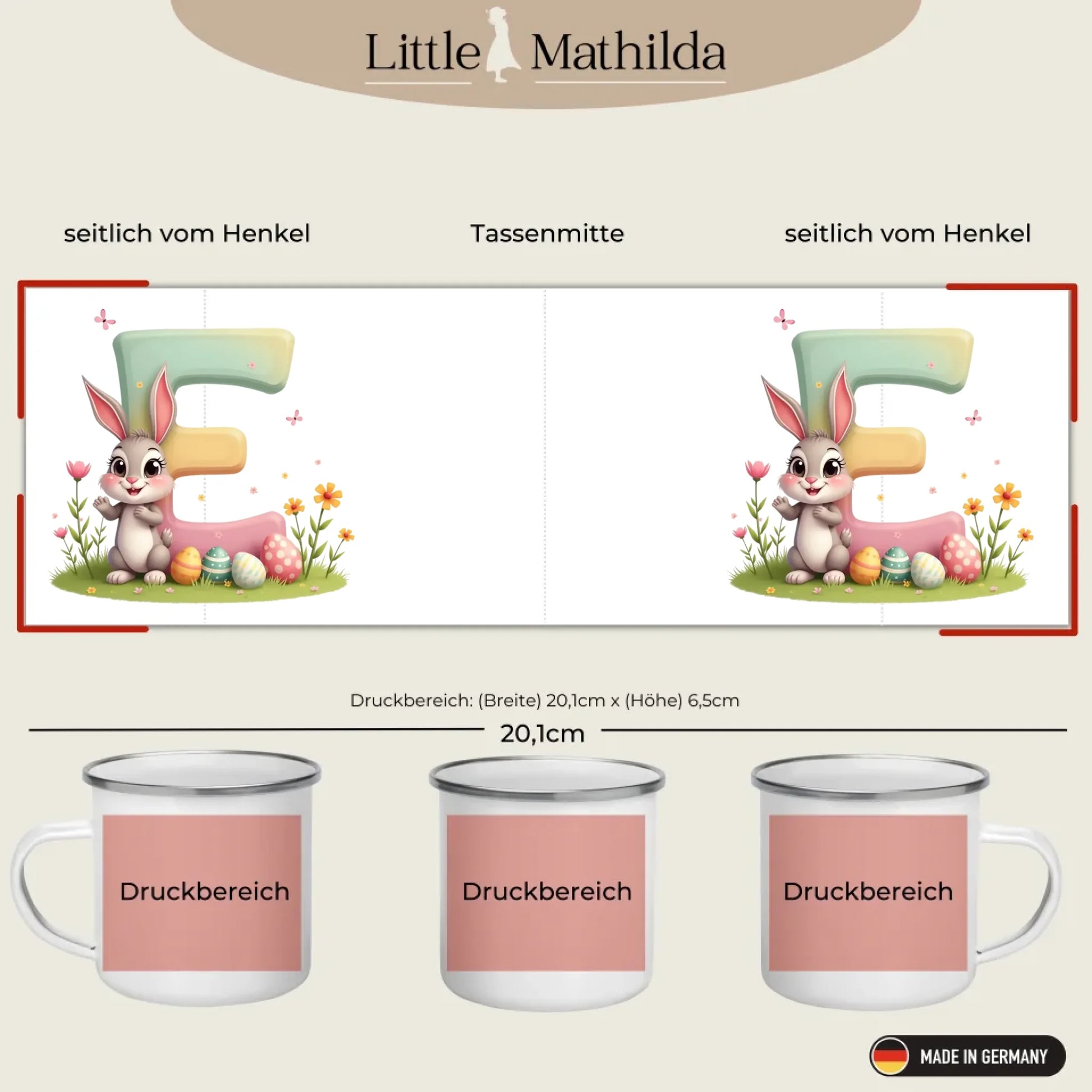 Kindertasse Weihnachten – liebevoll personalisierte Emaille Tasse mit Namen und winterlichem Design von Little Mathilda