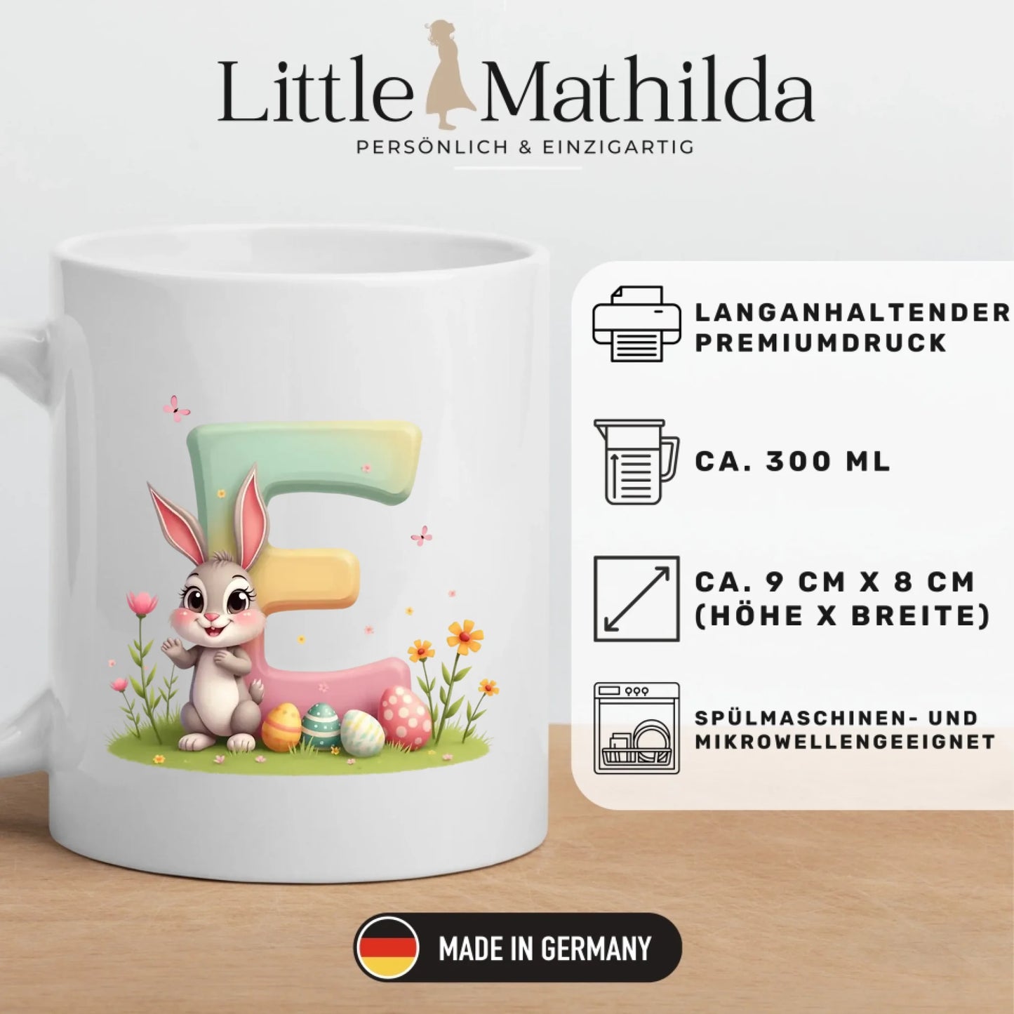 Personalisierte Oster Tasse für Kinder mit Wunschbuchstaben – Süßer Osterhase