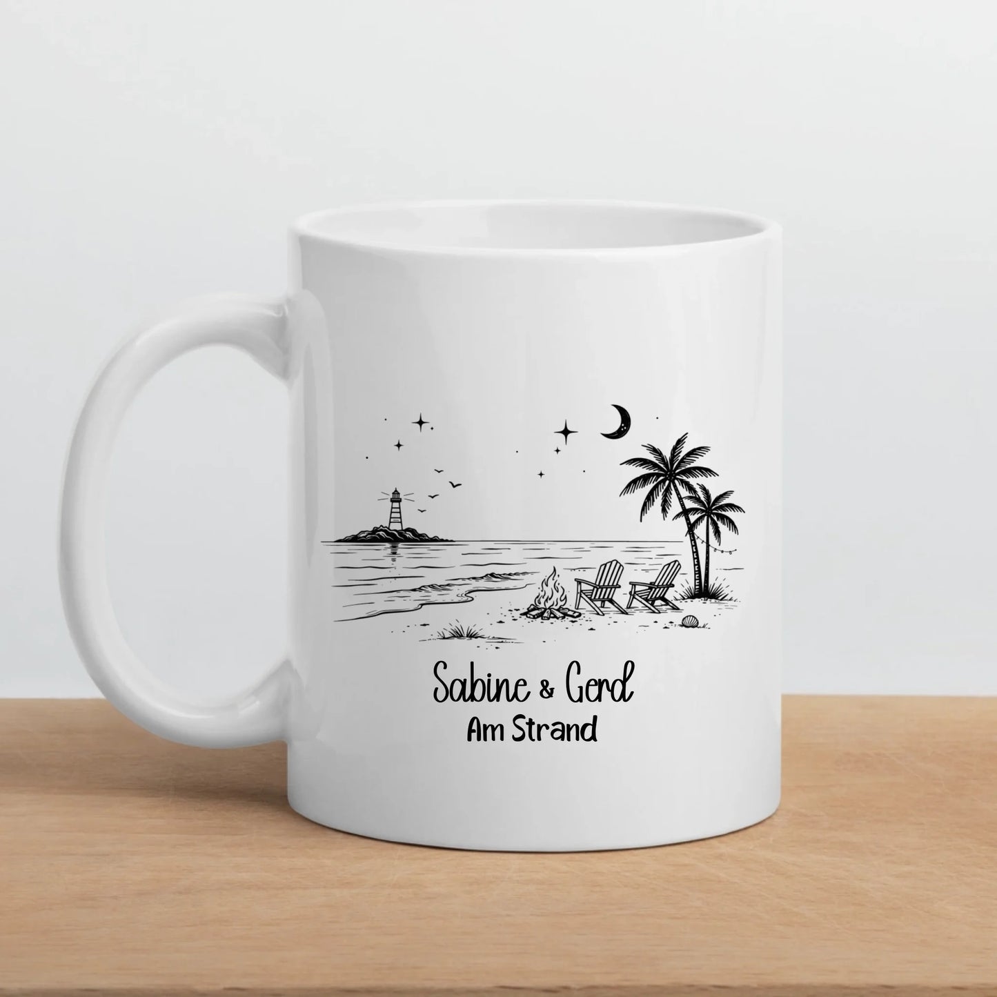 Personalisierte Emaille Camping Tasse am Strand
