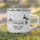 Personalisierte Emaille Camping Tasse Strandnacht am Lagerfeuer