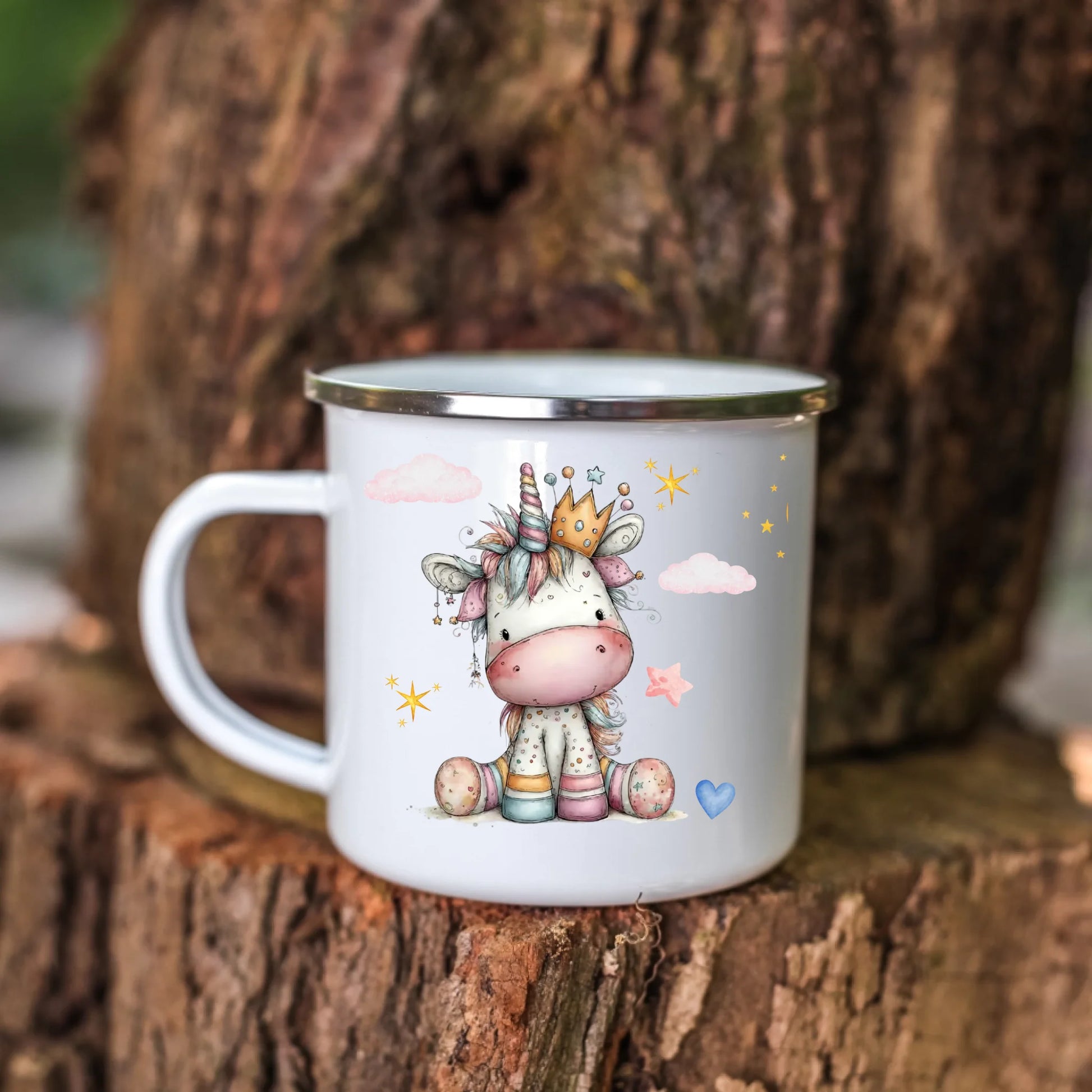 Recycelbare Emaille Kindertasse – bruchsichere und umweltfreundliche Kindertasse mit Namen bedrucken lassen