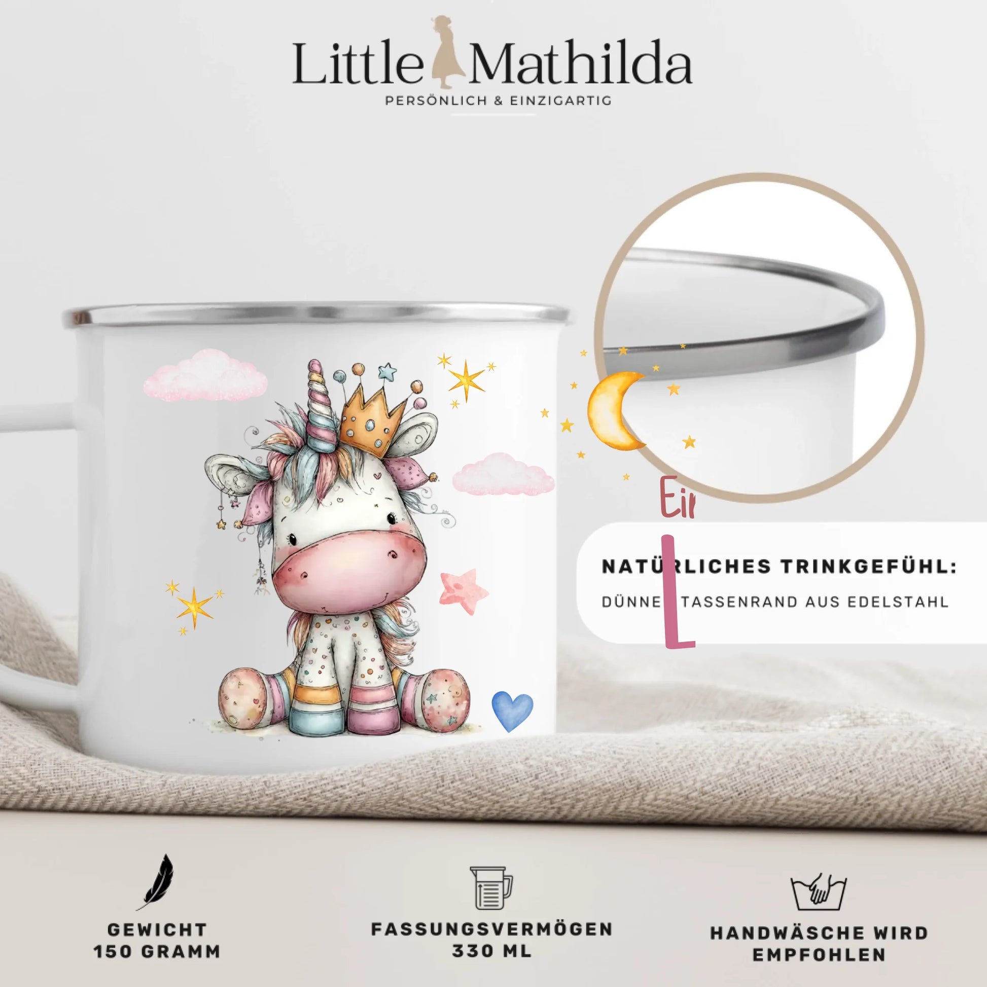 Individuell bedruckte Kindertasse mit Foto – personalisierte Emaille Tasse für Kinder von Little Mathilda