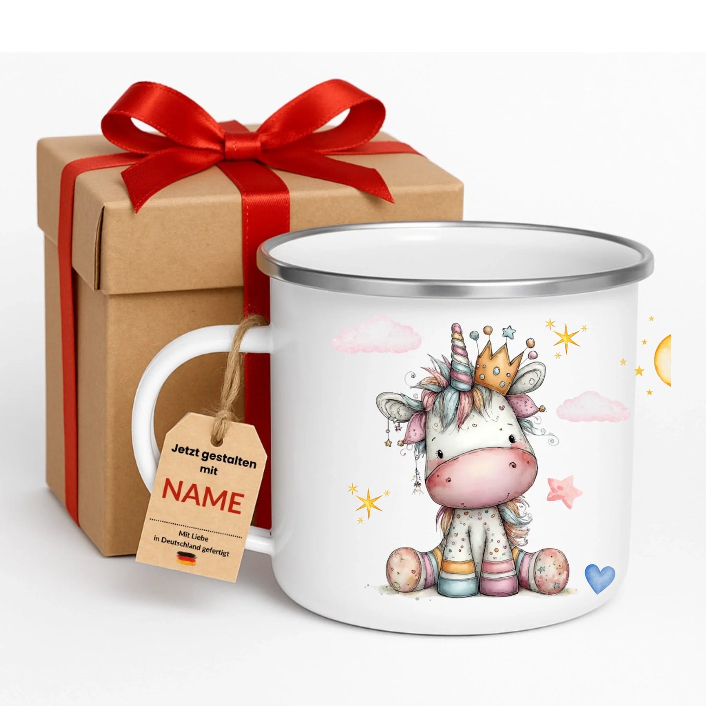 Bruchsichere Emaille Tasse für Kinder – personalisierte Kindertasse mit Namen, kratzfest und nachhaltig hergestellt