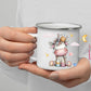Emaille Kindertasse mit Henkel – bruchsicherer Kinderbecher mit Namen, ideal als Geschenk im Herbst