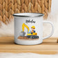 Kratzfeste Emaille Kindertasse mit Henkel – bruchsicherer Kinderbecher mit Namen und nachhaltiger Emaille-Beschichtung