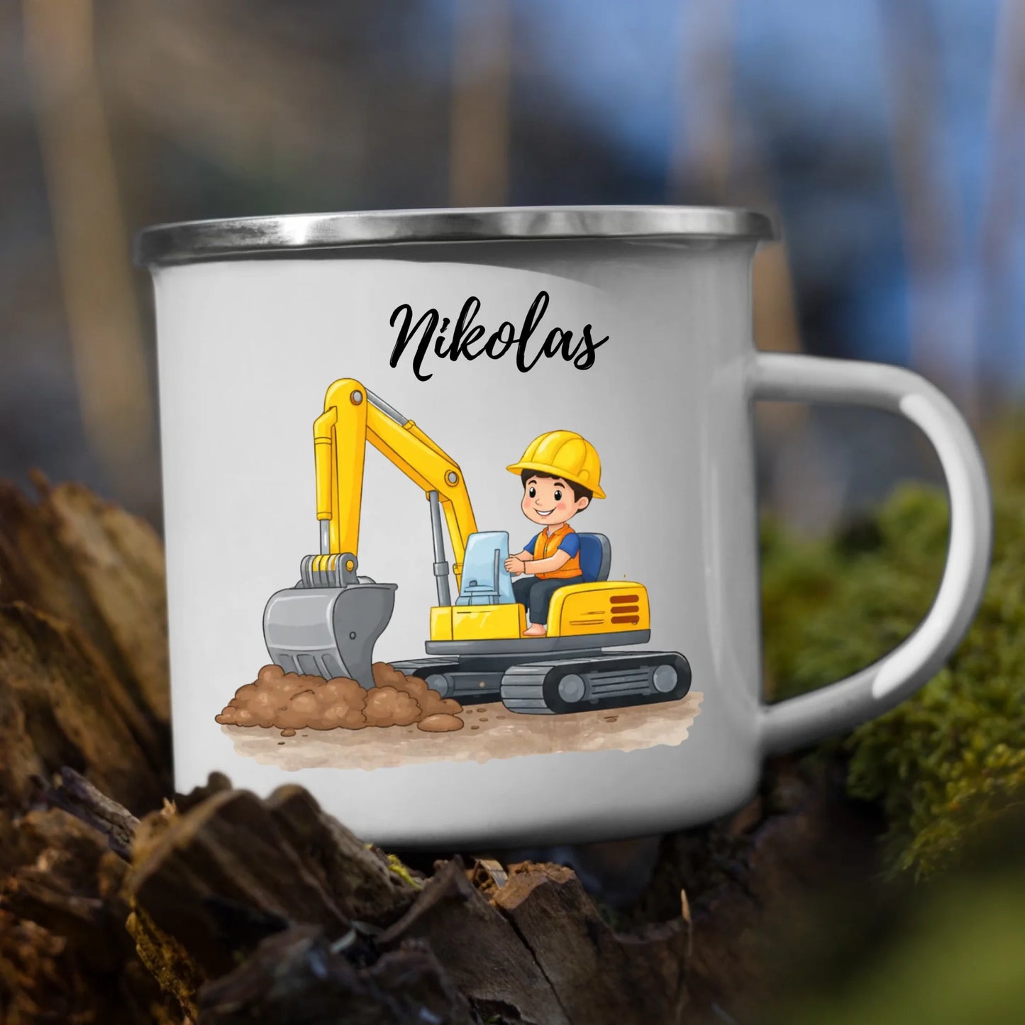 Personalisierte Kindertasse aus Emaille – bruchsicher, langlebig und recyclebar, perfekt für Kinderhände
