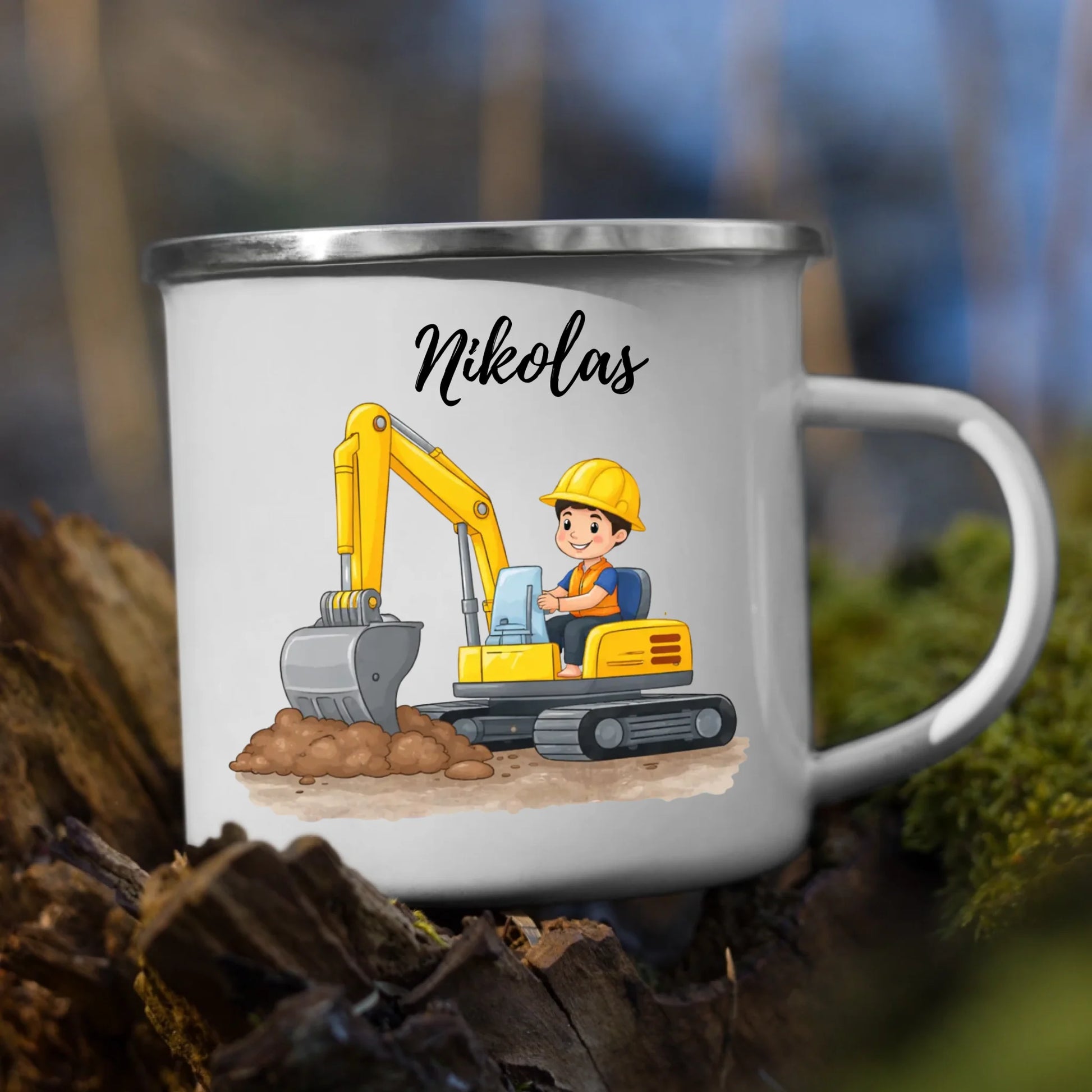 Personalisierte Kindertasse aus Emaille – bruchsicher, langlebig und recyclebar, perfekt für Kinderhände