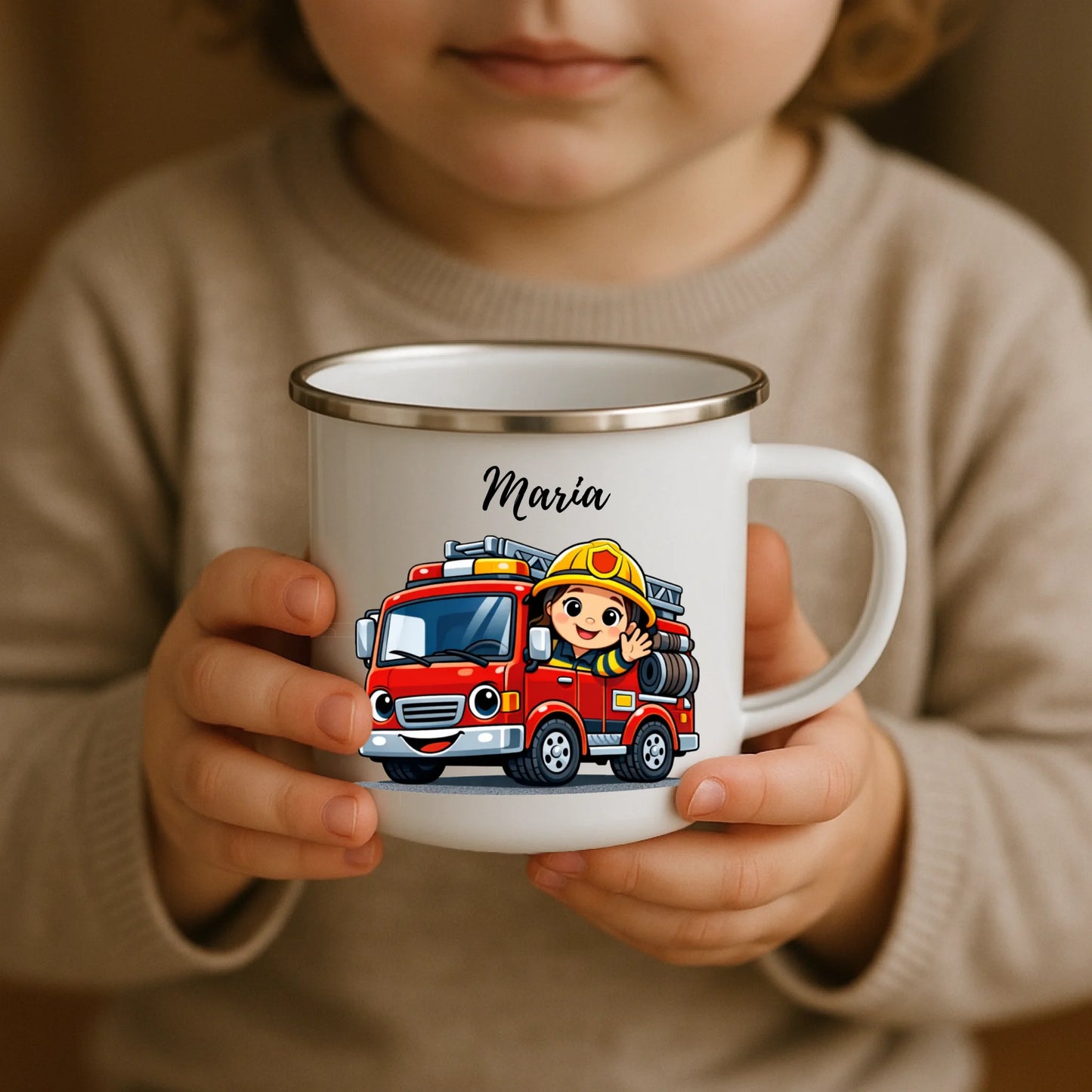 Emaille Kindertasse mit Namen von Little Mathilda – kratzfest, bruchsicher und recyclebar, ideal für den Alltag mit Kindern