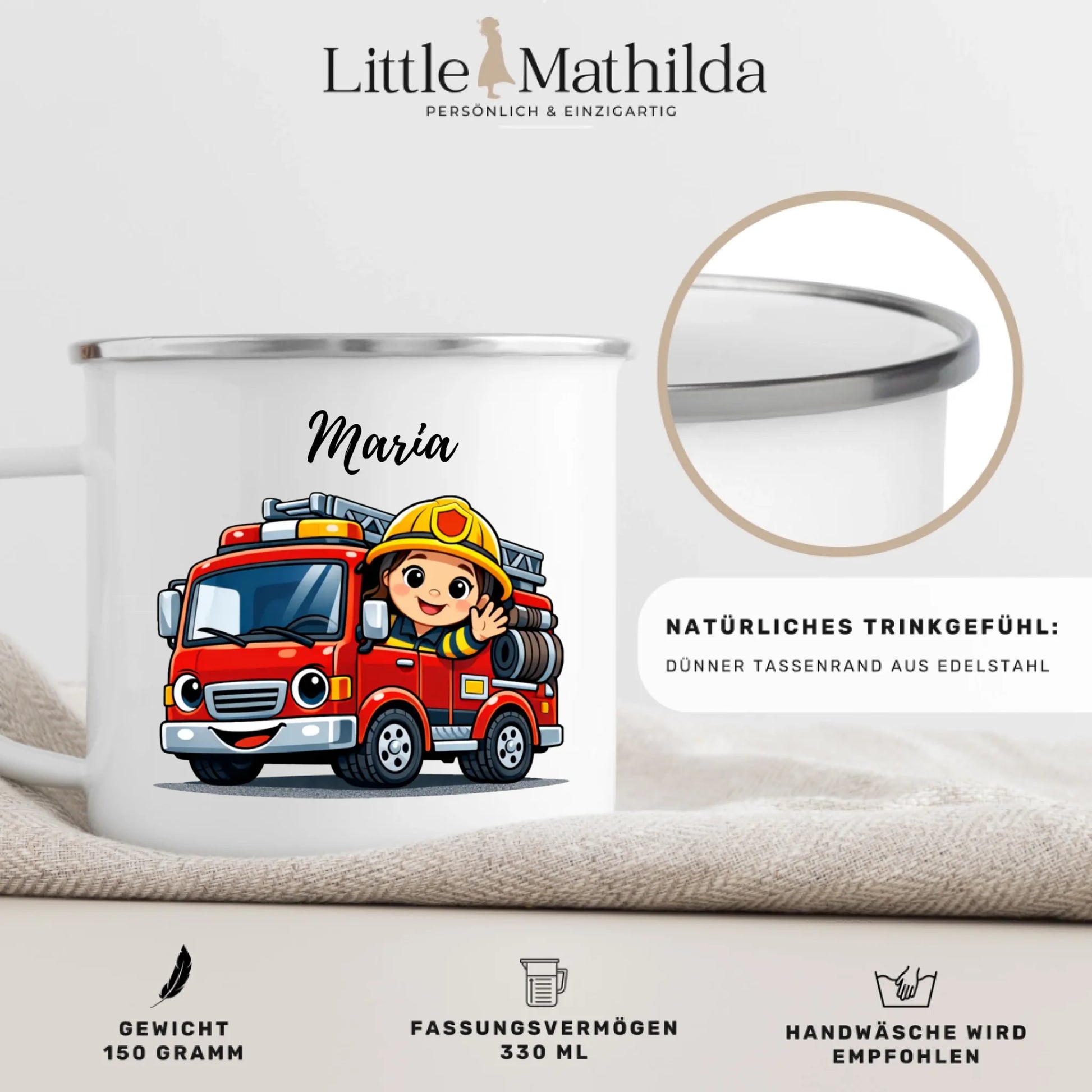 Individuell bedruckte Kindertasse mit Foto – personalisierte Emaille Tasse für Kinder von Little Mathilda
