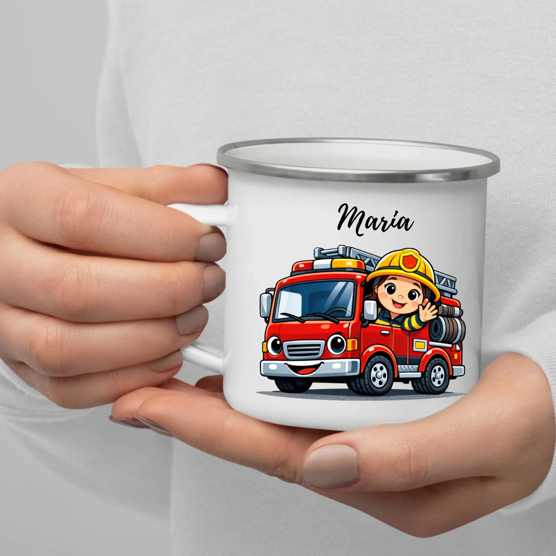Emaille Kindertasse mit Henkel – bruchsicherer Kinderbecher mit Namen, ideal als Geschenk im Herbst