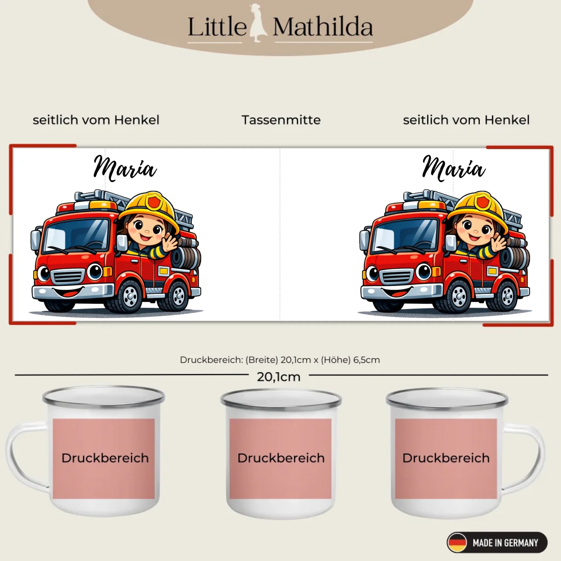 Kindertasse Weihnachten – liebevoll personalisierte Emaille Tasse mit Namen und winterlichem Design von Little Mathilda