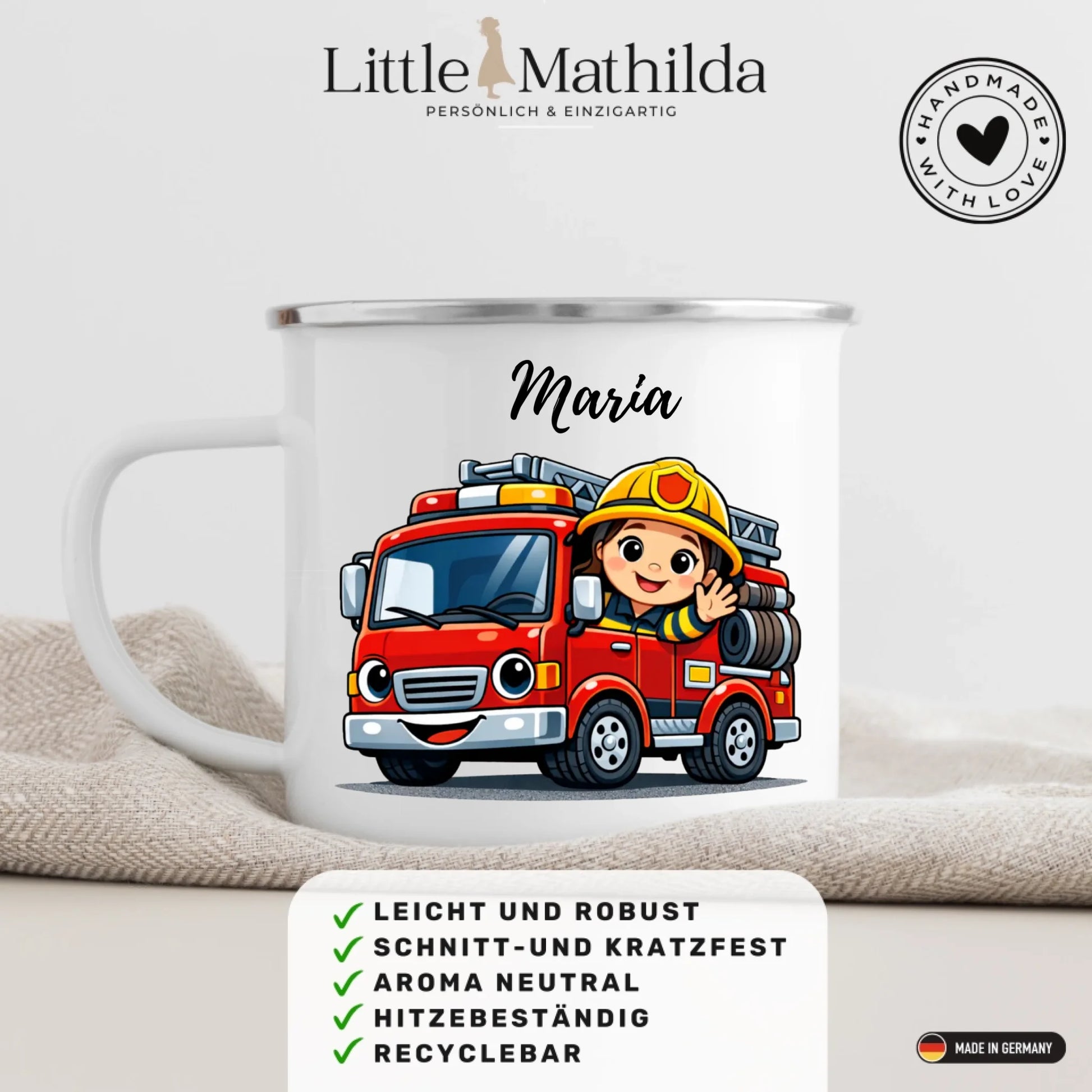 Personalisierte Kindertasse aus Emaille – hochwertige Kinderbecher mit Namen und Motiv selbst gestalten