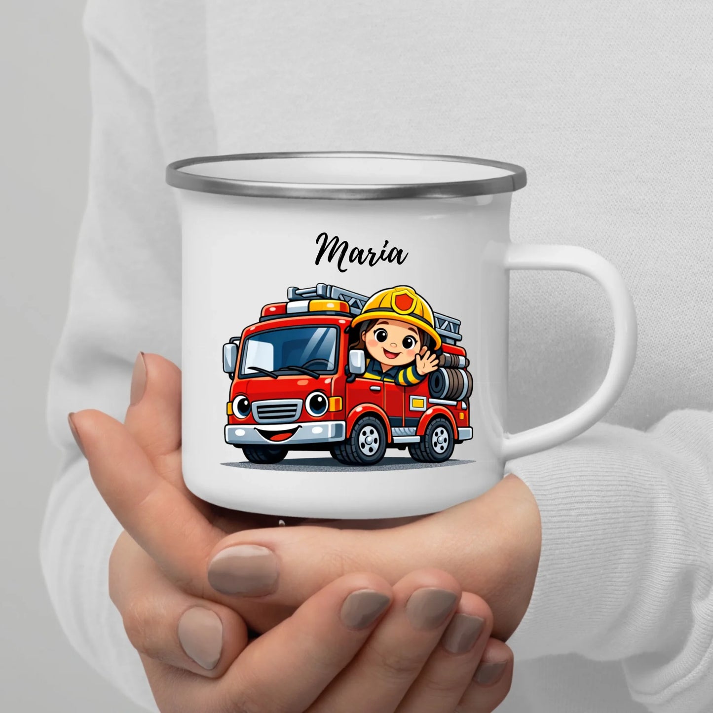 Personalisierte Emaille Tasse für Kinder von Little Mathilda – Tasse bedrucken lassen mit Namen und Tiermotiv