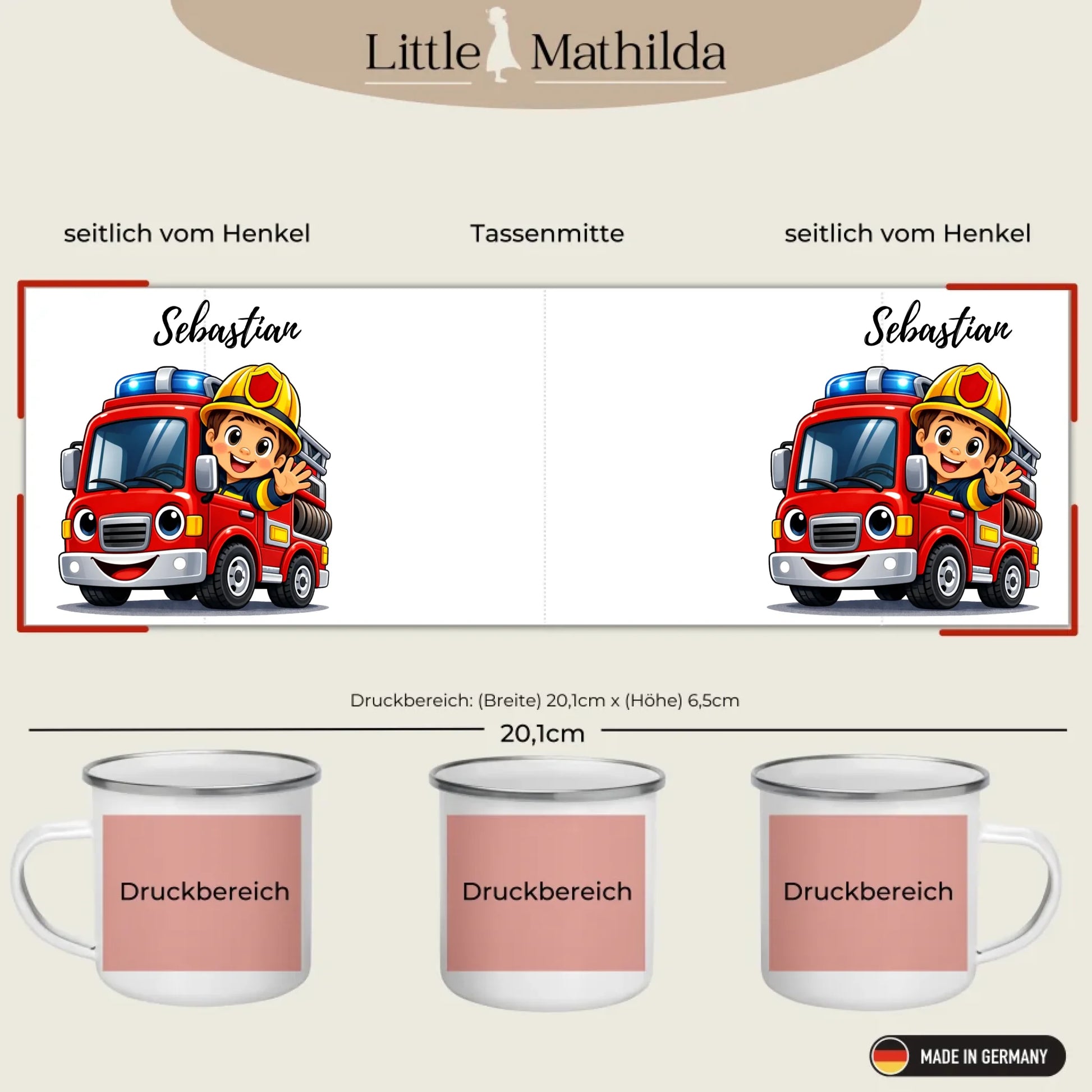 Kindertasse Weihnachten – liebevoll personalisierte Emaille Tasse mit Namen und winterlichem Design von Little Mathilda