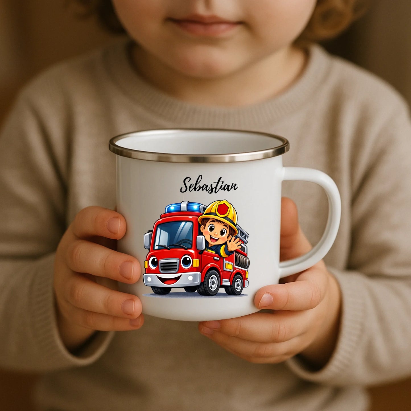 Emaille Kindertasse mit Namen von Little Mathilda – kratzfest, bruchsicher und recyclebar, ideal für den Alltag mit Kindern