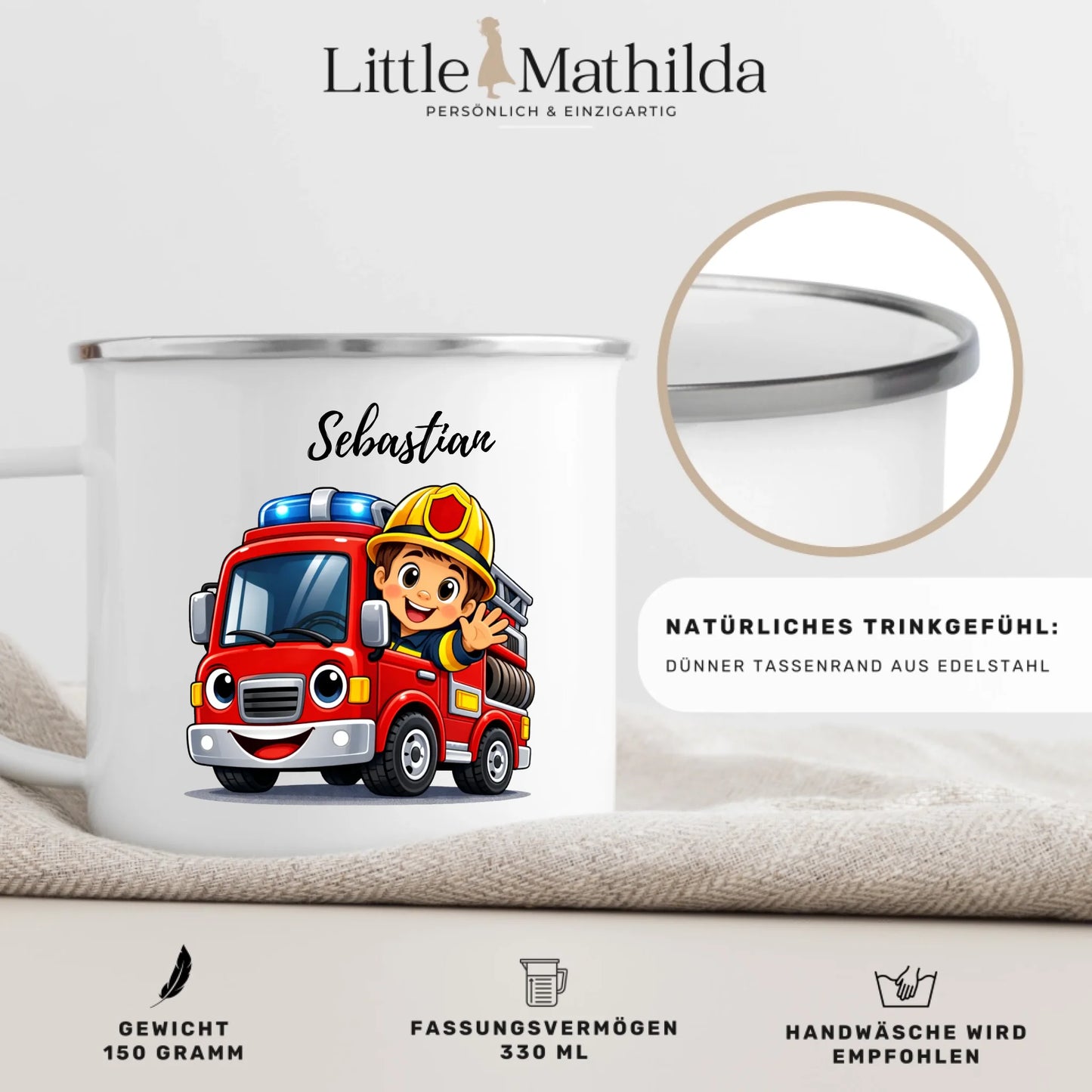 Individuell bedruckte Kindertasse mit Foto – personalisierte Emaille Tasse für Kinder von Little Mathilda