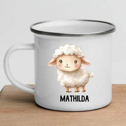 Personalisierte Kindertasse Schaf mit Namen