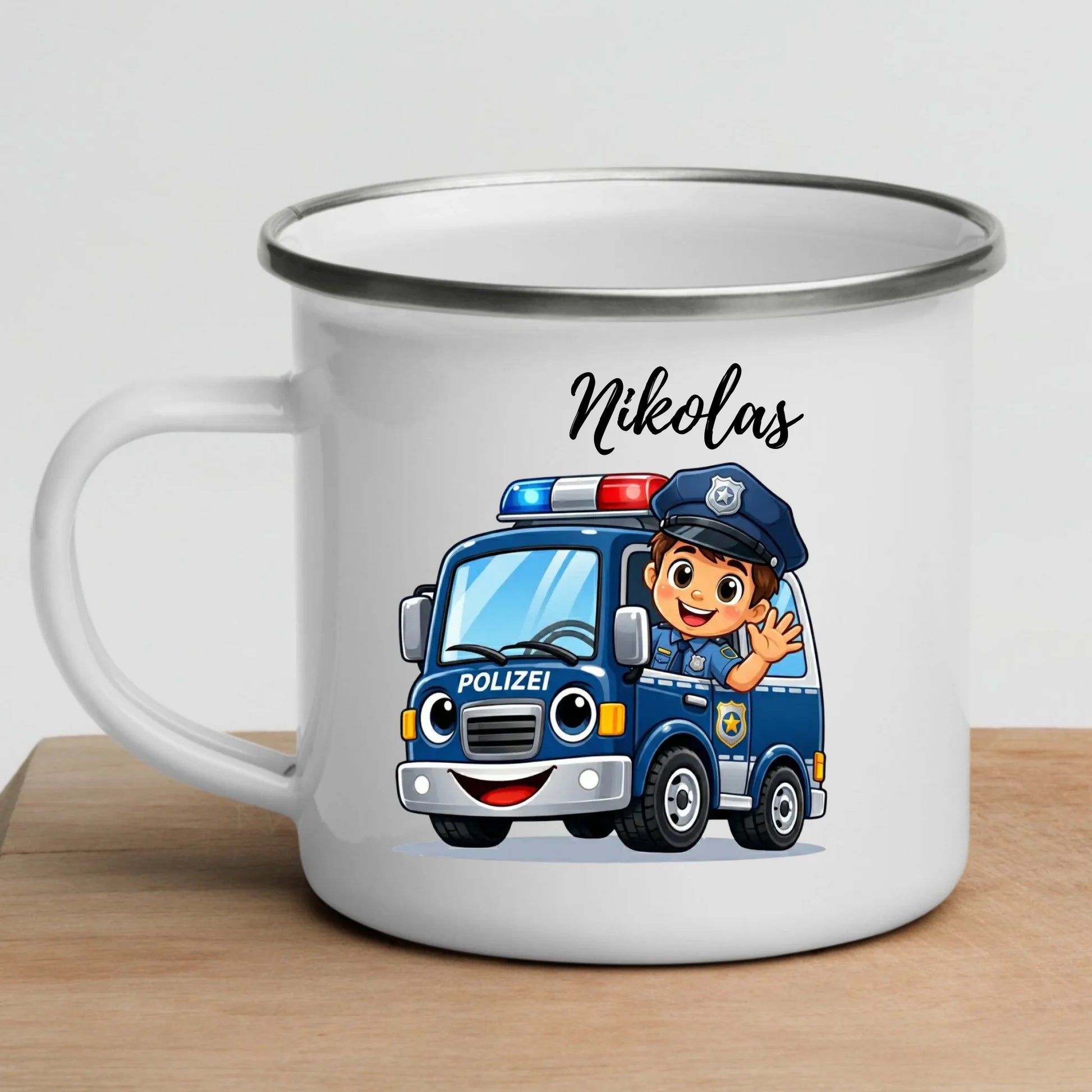 Personalisierte Emaille Kindertasse mit Namen von Little Mathilda – bruchsicherer Kinderbecher aus Emaille mit Henkel