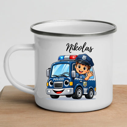 Personalisierte Emaille Kindertasse mit Namen von Little Mathilda – bruchsicherer Kinderbecher aus Emaille mit Henkel