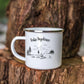Emaille Camping Tasse mit Edelstahlrand und individuellem Namensdruck