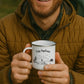 Personalisierte Camping Tasse aus robuster Emaille mit Edelstahlrand und 330 ml Inhalt