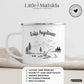 Robuste Emaille Camping Tasse personalisiert für Wohnmobil und Outdoor Abenteuer