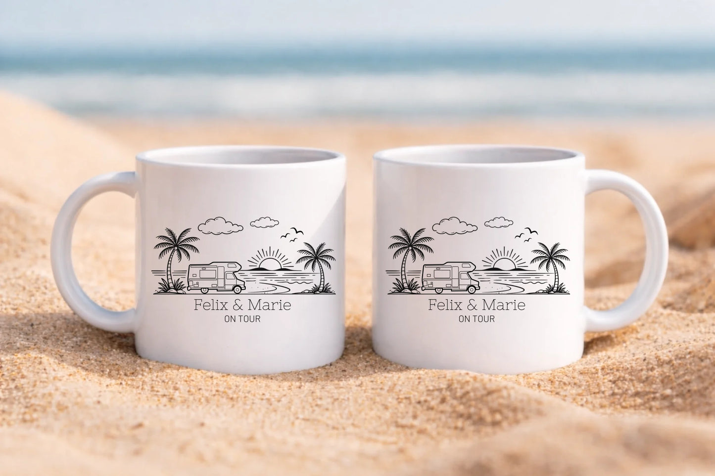 Personalisierte Keramik tasse am Strand