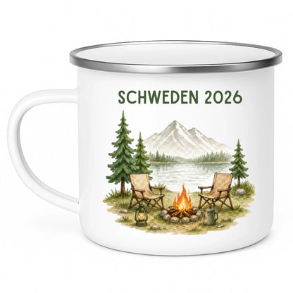 Personalisierte Emaille Camping Tasse Auszeit